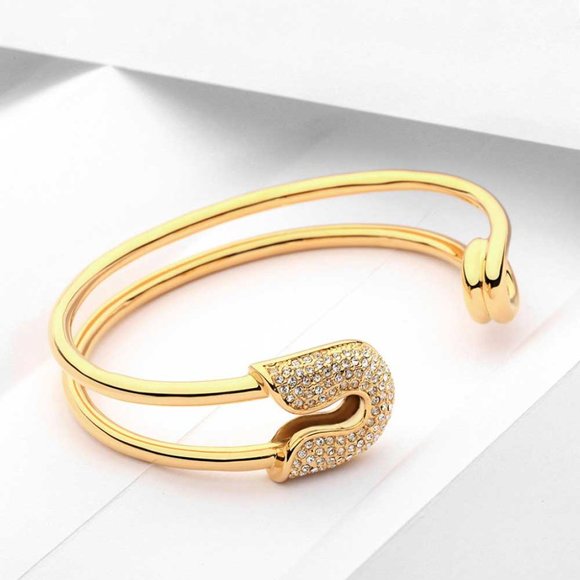 Rhinestone Double Hoop Bracelet For Women - Picture 2 of 6